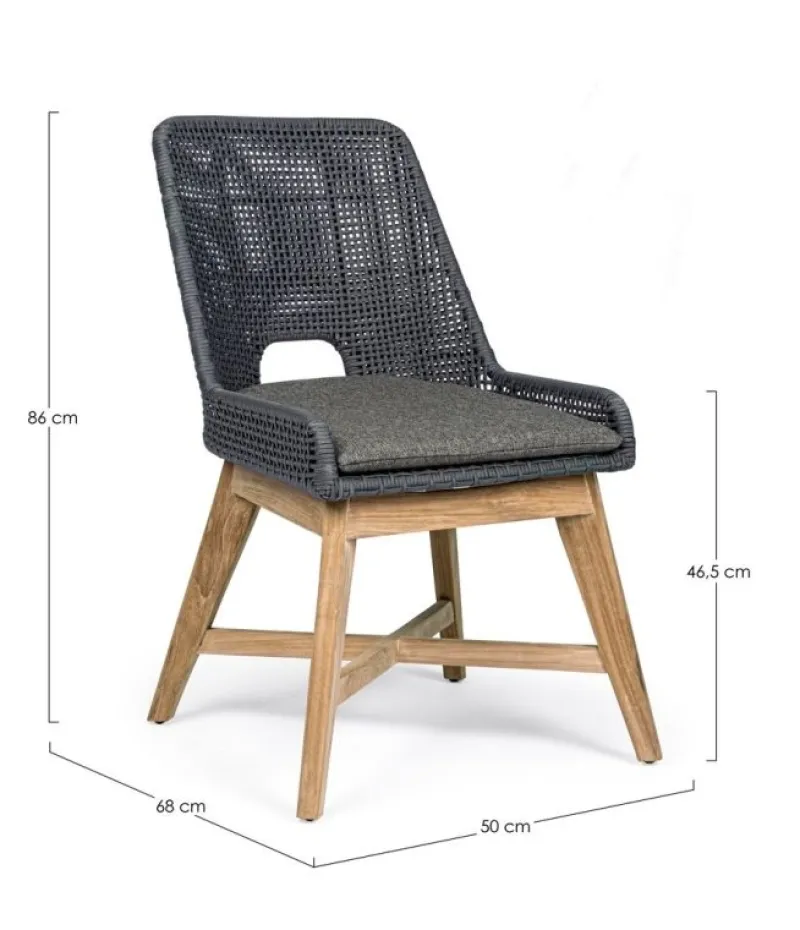 Outlet Bizzotto SEDIA IN CORDA PER ESTERNO COLOR ARDESIA - HESPERIA