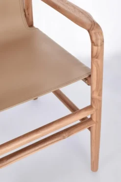 Outlet Bizzotto SEDIA IN PELLE CON BRACCIOLI TORTORA - CAROLINE