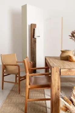 Outlet Bizzotto SEDIA IN PELLE CON BRACCIOLI TORTORA - CAROLINE