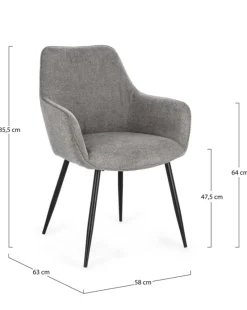 Clearance Bizzotto SEDIA IN TESSUTO GRIGIO SCURO - CORA