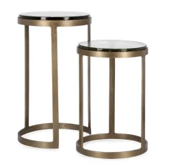 Outlet Bizzotto SET 2 TAVOLINI FINITURA OTTONE YX49 - ZAYLA