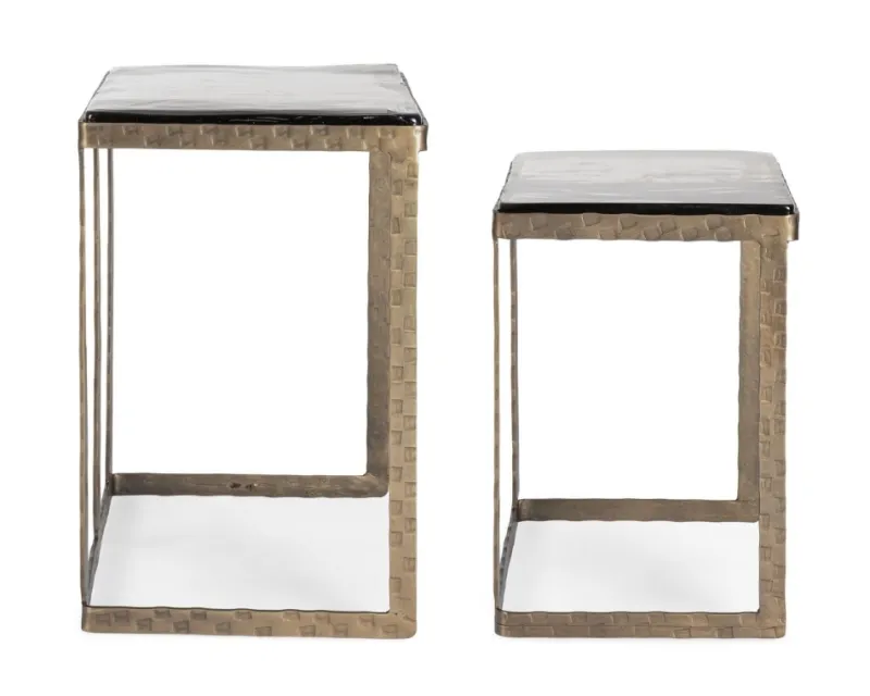 Best Bizzotto SET 2 TAVOLINI FINITURA OTTONE - ZAYLA