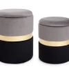 Clearance Bizzotto SET2 POUF CONTENITORE GRIGIO NERO - POLINA