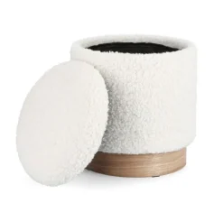 New Bizzotto SET2 POUF CONTENITORE ZOYA BIANCO TEDDY