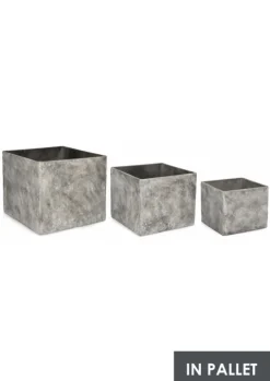 Outlet Bizzotto SET3 P.VASO MEILI QUADRATO ALTO GRIGIO