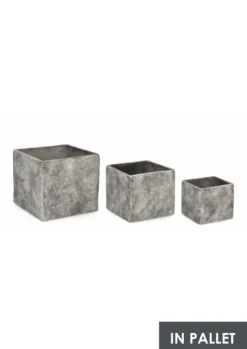 Discount Bizzotto SET3 P.VASO MEILI QUADRATO BASSO GRIGIO