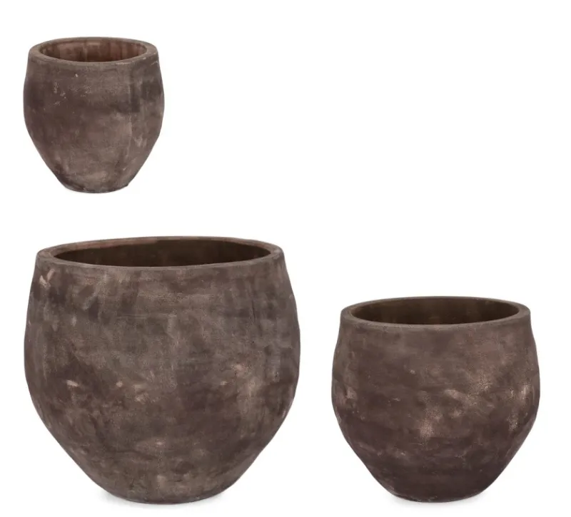 Best Bizzotto SET3 P.VASO MINH BOMB TERRACOTTA SCURA