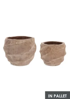 Hot Bizzotto SET2 P.VASO TEIDE BASS TERRACOTTA BRUNIT