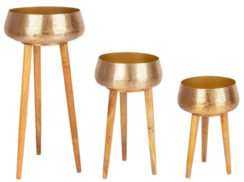 Outlet Bizzotto SET3 P.VASO VARANASI TREPPIEDE TO ORO