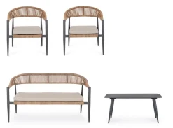 Clearance Bizzotto SET4 SALOTTO C-C JANDIA ANTRACIT/NATURAL