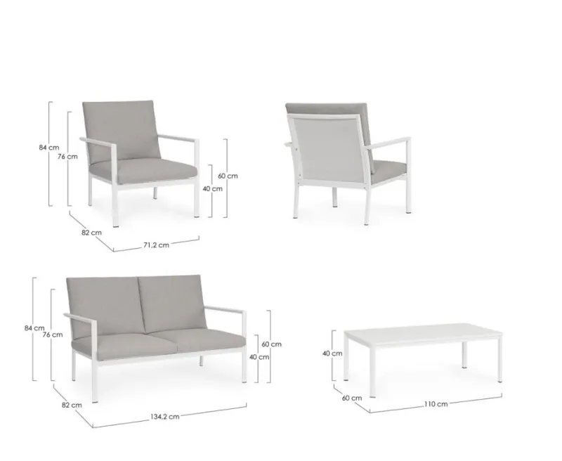 New Bizzotto SET4 SALOTTO C-C KONNOR BIANCO CX21