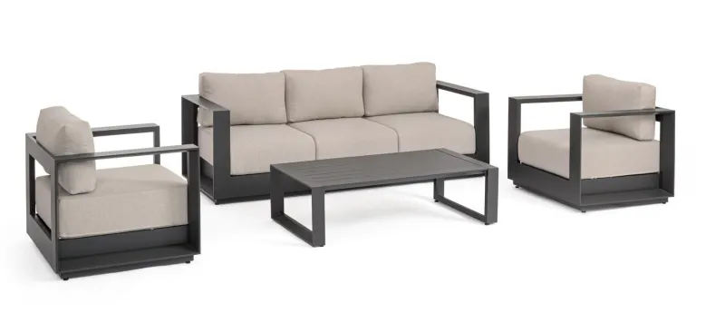 Outlet Bizzotto SET4 SALOTTO C-C MOSES ANTRACITE YK13