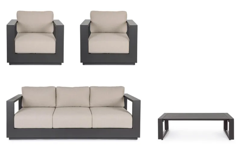Outlet Bizzotto SET4 SALOTTO C-C MOSES ANTRACITE YK13