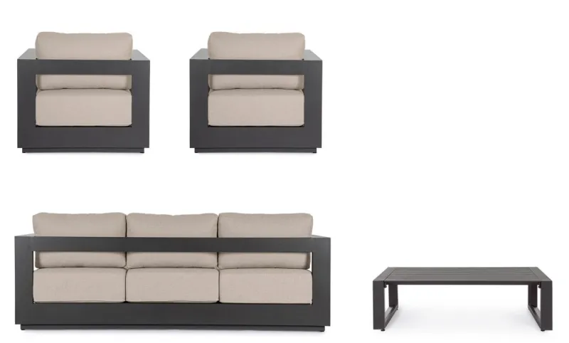 Outlet Bizzotto SET4 SALOTTO C-C MOSES ANTRACITE YK13