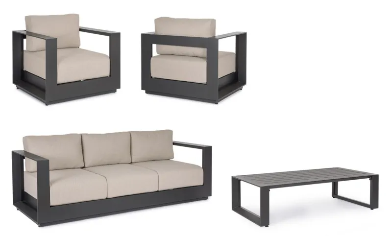 Outlet Bizzotto SET4 SALOTTO C-C MOSES ANTRACITE YK13