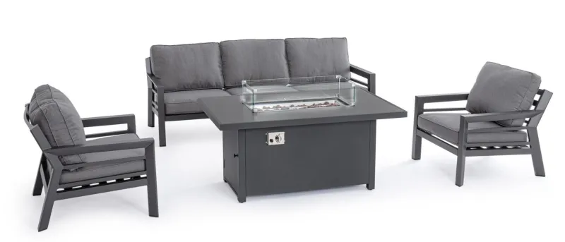 Discount Bizzotto SET4 SALOTTO IN ALLUMINIO ANTRACITE PG61 - HENDRIX