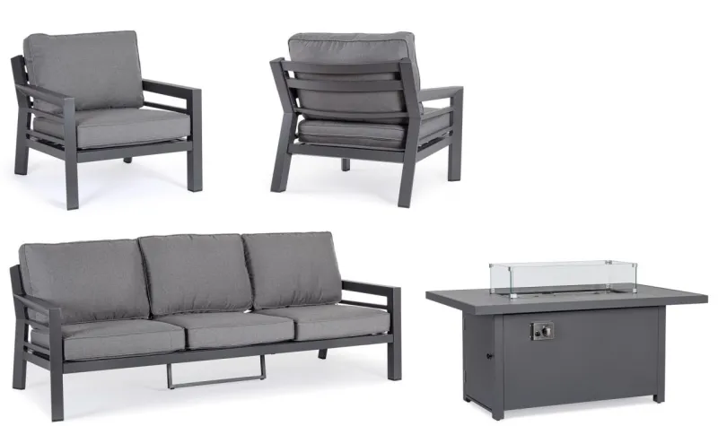 Discount Bizzotto SET4 SALOTTO IN ALLUMINIO ANTRACITE PG61 - HENDRIX