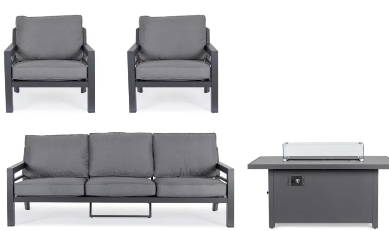 Discount Bizzotto SET4 SALOTTO IN ALLUMINIO ANTRACITE PG61 - HENDRIX