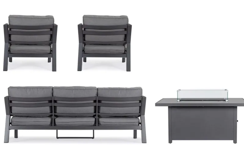 Discount Bizzotto SET4 SALOTTO IN ALLUMINIO ANTRACITE PG61 - HENDRIX