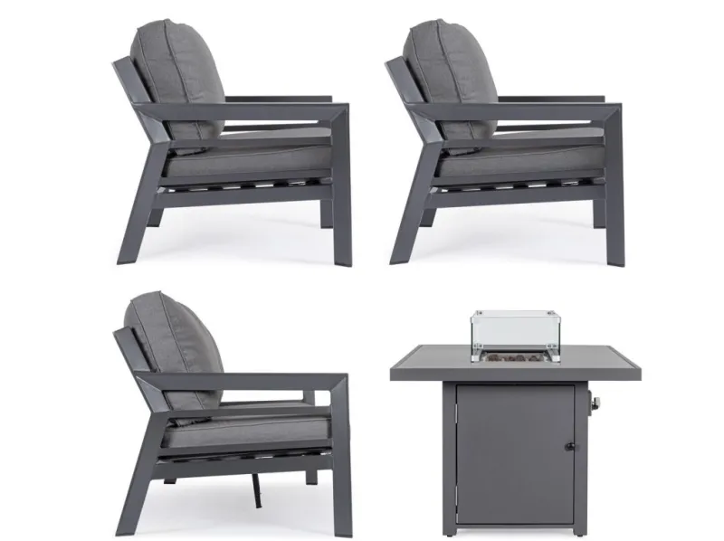 Discount Bizzotto SET4 SALOTTO IN ALLUMINIO ANTRACITE PG61 - HENDRIX