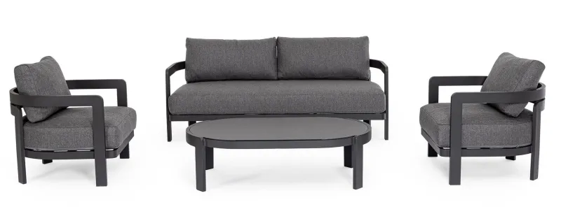 Best Bizzotto SET4 SALOTTO IN CORDA PER ESTERNO ANTRACITE WG21 - PRESLEY