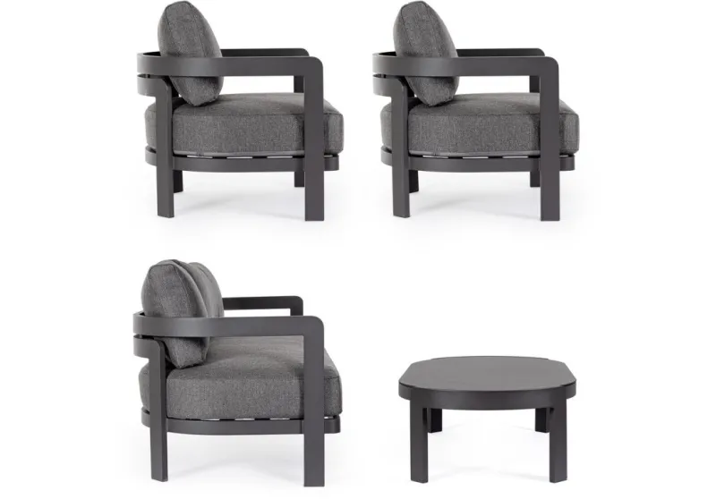 Best Bizzotto SET4 SALOTTO IN CORDA PER ESTERNO ANTRACITE WG21 - PRESLEY