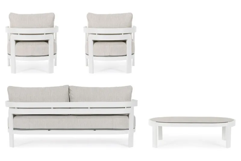 Sale Bizzotto SET4 SALOTTO IN CORDA PER ESTERNO BIANCO WG20 - PRESLEY