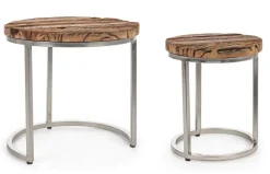 Clearance Bizzotto SET2 TAVOLINI ALTI IN LEGNO RICICLATO - RAFTER