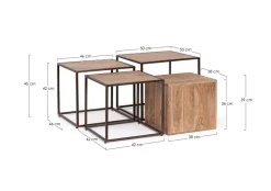 Clearance Bizzotto SET4 TAVOLINI IN LEGNO - JANAK