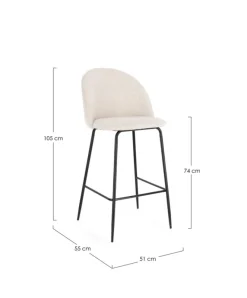 Outlet Bizzotto SGABELLO BAR EFFETTO BOUCLE' NERO/AVORIO - CARRY