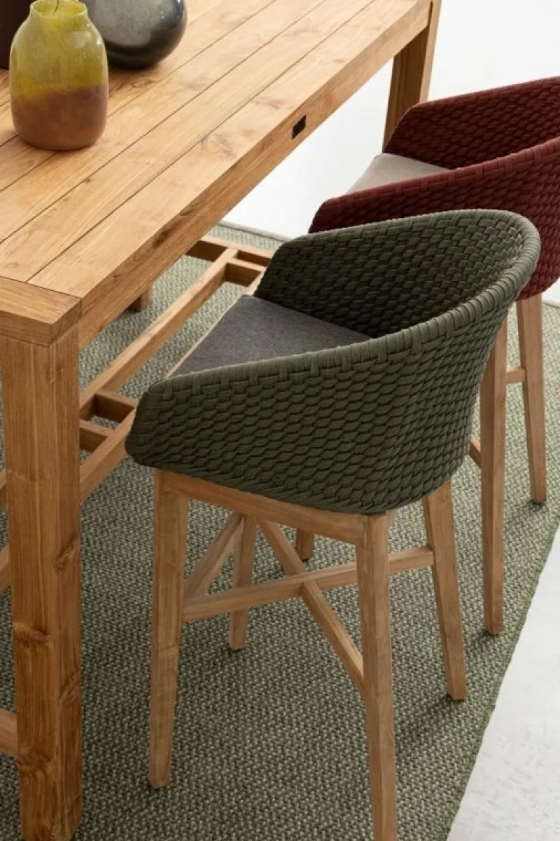 Bizzotto SGABELLO BAR IN CORDA PER ESTERNO VERDE - COACHELLA