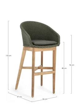 Bizzotto SGABELLO BAR IN CORDA PER ESTERNO VERDE - COACHELLA