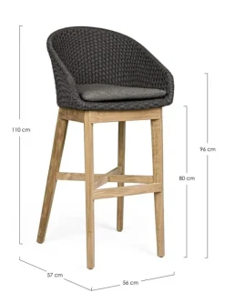 New Bizzotto SGABELLO BAR IN CORDA PER ESTERNO ANTRACITE - COACHELLA