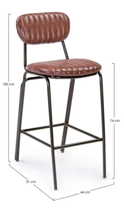 Bizzotto SGABELLO BAR IN ECOPELLE ARANCIO SCURO - DEBBIE