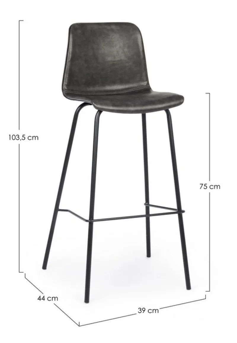 Clearance Bizzotto SGABELLO IN ECOPELLE ANTRACITE - KYRA