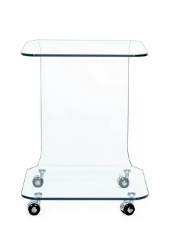 Outlet Bizzotto TAVOLINO CON RUOTE QUADRATO IN VETRO - IRIDE