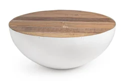 Hot Bizzotto TAVOLINO IN LEGNO RICICLATO BIANCO D90 - LANCASTER