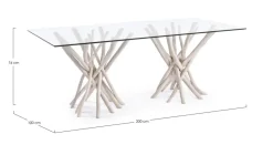 Discount Bizzotto TAVOLO FISSO CON RIPIANO IN VETRO - SAHEL