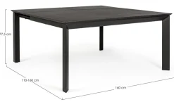 Outlet Bizzotto TAVOLO IN ALLUMINIO 110/160X160 ANTRACITE CX23 - KONNOR