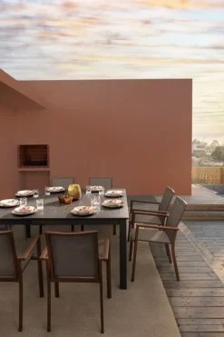 Outlet Bizzotto TAVOLO IN ALLUMINIO 110/160X160 ANTRACITE CX23 - KONNOR