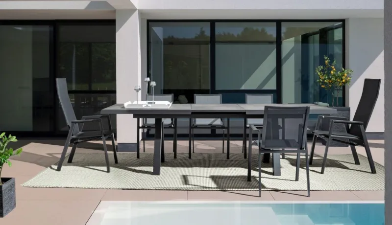 Sale Bizzotto TAVOLO IN ALLUMINIO 205/265X103 ANTRACITE JX55 - KRION