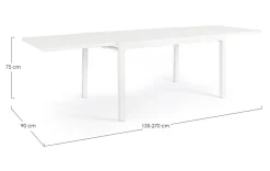Best Bizzotto TAVOLO IN ALLUMINIO 135/270X90 BIANCO YK11 - PELAGIUS